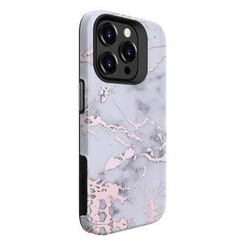 Evelatus iPhone 15 Pro Max Armor dėklas TPU+PC pritaikytas spausdinimo dizainas Marble Apple Silver