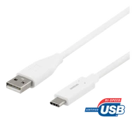 DELTACO USB 2.0 kabelis, Type C - Type A vyriškas, 0,5m, baltas / USBC-1008M kaina