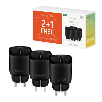Hombli - Smart Socket (EU), Promo Pack 2+1, Black