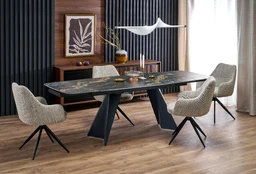 ARMANI extension table, black marble / black kaina