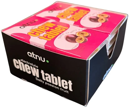 Atnu - Electrolyte Chew Planšetė Passion Fruit Box - 12 pcs.
