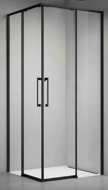 Dušo kabina ELEGANCE 90x90 juoda/skaidri be pado