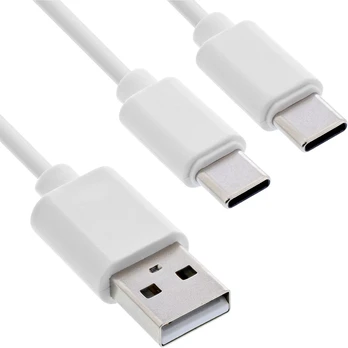 USB laidas InLine USB-A - 2x USB-C 2 m Baltas