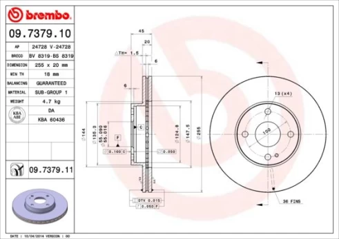 Stabdžių diskas BREMBO 09.7379.11
