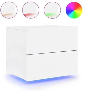 Pakabinama naktinė spintelė su Led apšvietimu, balta
