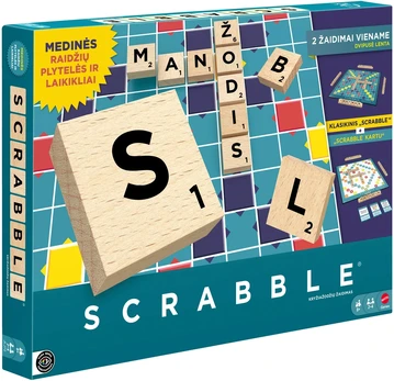 Mattel SCRABBLE 2 in 1 (LT, medinės kaladėlės)