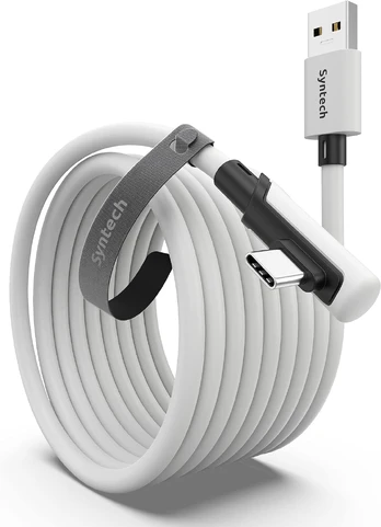 Syntech Link Cable Compatible with Meta/Oculus Quest 3/2 Accessories and PC/Steam VR, 5 m/16 ft Upgraded Type-C Cable with USB 3.0 Adapter, High Speed Data Transfer Cable for VR Headset