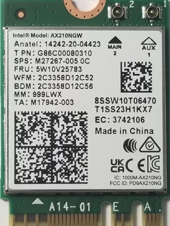 Intel Ax210 Ieee 802.11ax Bluetooth 5.3 tri band wi-fi/bluetooth combo adapteris