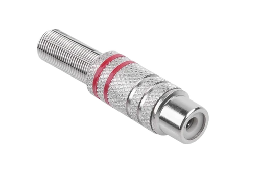 Gniazdo RCA nikiel 2 paski na kabel czerwone