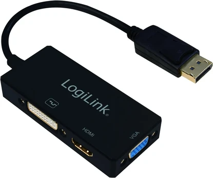 Logilink Cv0109 4k Displayport į Dvi/hdmi/vga adapteris, juodas