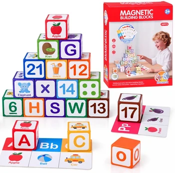 Jokomisiada EDUCATIONAL magnetic blocks - learning to count, letters, clock 35pcs ZA6603
