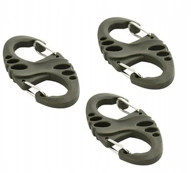 M-tac karabinas 3x dvipusis S-hook tipo karabinas, lengvas raktų pakabukas, Olive