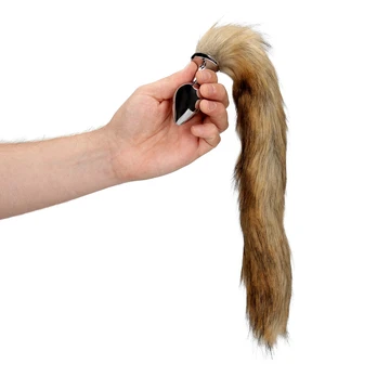 Ouch By Shots Fox Tail with Metal Butt Plug - Brown