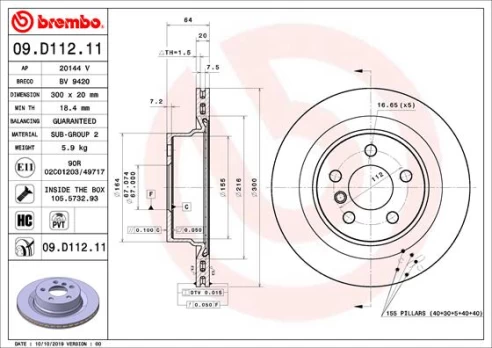 BREMBO 09.D112.11 Brake Disc