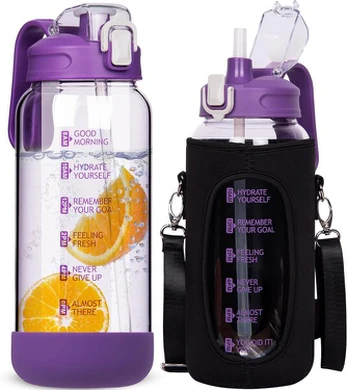 DEARRAY 2000ml stiklinė gertuvė su šiaudeliu, stiklinė gertuvė be BPA