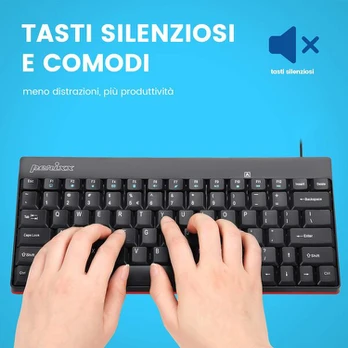 Perixx Periboard-422 usb c type c itališka mini klaviatūra, juoda