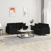 Sofa Sofos komplektas su pagalvėmis, 2 dalių, juodas, audinys kaina