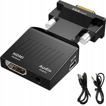 Adapteris Vga D-sub į Hdmi + Audio Garso Fullhd