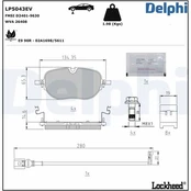 Stabdžių trinkelių rinkinys, diskinis stabdys DELPHI LP5043EV kaina
