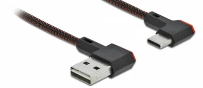 KABELIS USB-C(M)->USB-A(M) 2.0 0.5M KAMPINIS PRAWO Juodas DELOCK