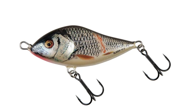 Skęstantis vobleris Salmo Slider, 12 cm, Wounded Real Grey Shiner