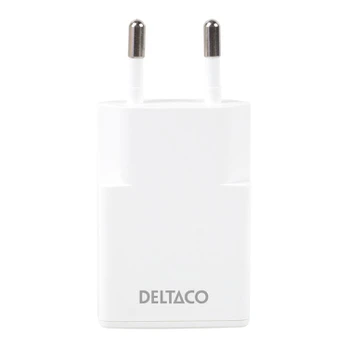 Deltaco USB-C wall charger, 1x USB-C PD 30 W, slim, PPS, baltas