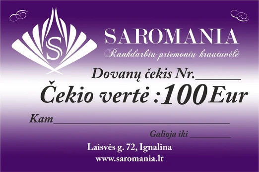 Dovanų čekis 100 Eur vertės