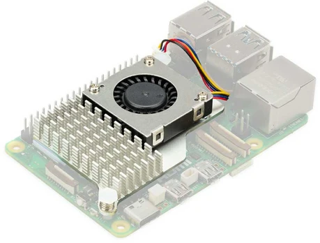 Aktyvus aušinimas – radiatorius + ventiliatorius, skirtas Raspberry Pi 5