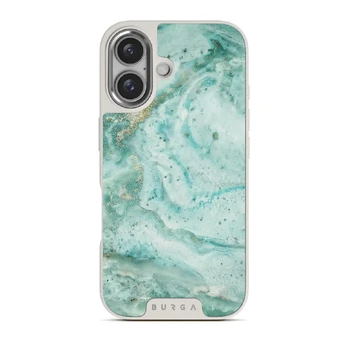 Uluwatu Waves - Teal iPhone 16 Case, Elite Light (MagSafe) / Silver