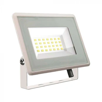 20W LED prožektorius, baltu korpusu, 6400K, su maitinimo šaltiniu