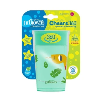 DR. BROWN'S 300 ml gertuvė "CHEERS DECO", 12+ mėn., žalia