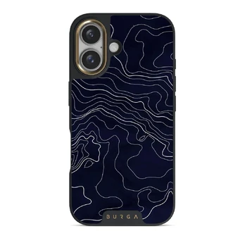 Drifting Shores - Line Art iPhone 16 Case, Elite Dark (MagSafe) / Gold