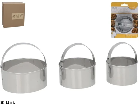 Sausainių formelės, 3 vnt., 5–6–7,5 cm, plienas, KITCHEN&GO
