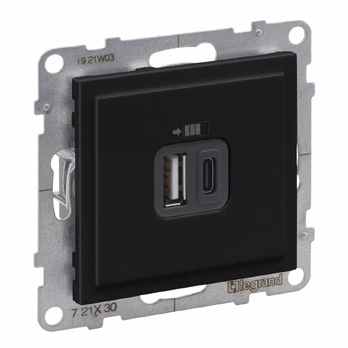 SUNO 2 USB CHARGER TYPE A+C 3A 15W BLACK