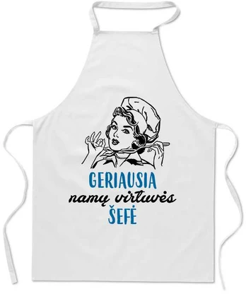 Medvilninė prijuostė "Geriausia namų virtuvės šefė"