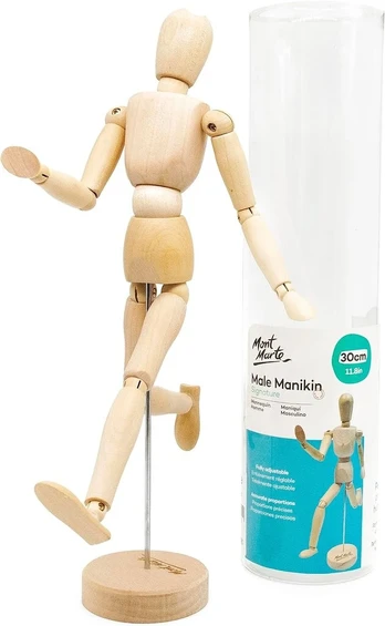 Medinis manekenas piešimui - 30 cm, vyriškas, lankstus
