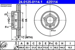 ATE 24.0125-0114.1 Brake Disc kaina