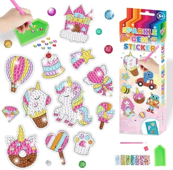 Deimantinės mozaikos lipdukai 18 vnt./ UNICORN