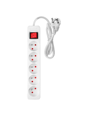 Išpardavimas // Przedłużacz listwowy 1.5m, 3x1.5mm2, 5G, biały, ON/OFF
