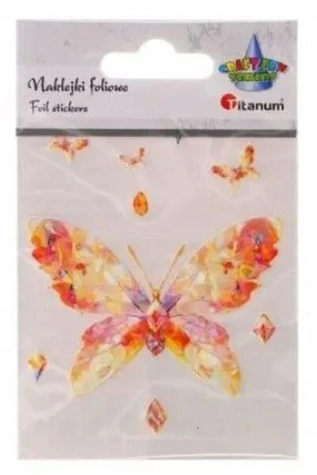 Foliuotos drugelių lipdukai 77x55mm, 9 vnt.