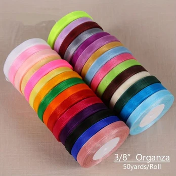 Organza kaspinai, White*2 + Light Blue*2