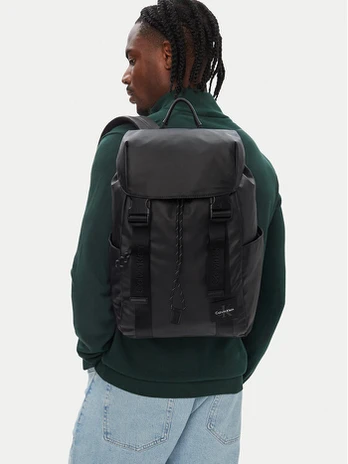 Kuprinės Calvin Klein Rubberized Flap Backpack LV04D3479G Juoda