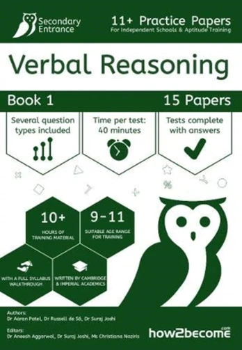 11+ Practice Papers For Independent Schools & Aptitude Training Verbal Reasoning Book 1