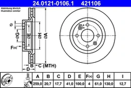 ATE 24.0121-0106.1 Brake Disc kaina