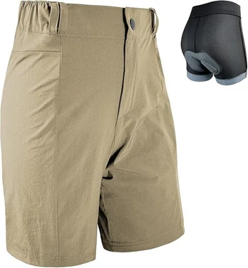 Dviračių šortai moterims Wulibike, khaki, XS