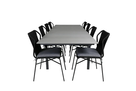 Levels Table 229/310 - Black/Grey+Julian Dining Chair - Black Steel / Black Rope (stackable)_8