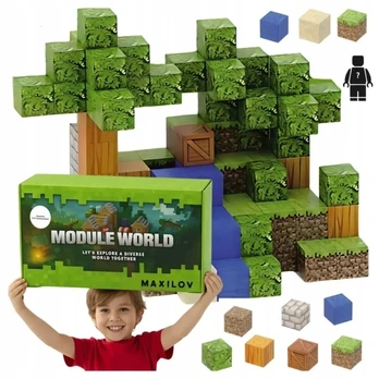 MAGNETINIŲ BLOKŲ MIŠINIS MINECRAFT - KUBAS 500 ELEMENTŲ + 25 FIGŪRĖS