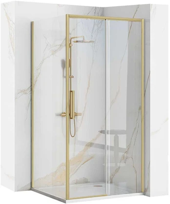 Dušo kabina REA Rapid Slide, Brushed Gold, 130x80 cm