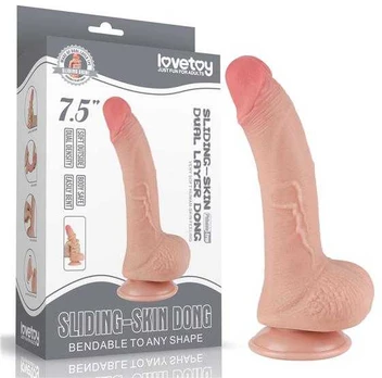 LoveToy 7.5'' Sliding Skin Dual Layer Dong Flesh