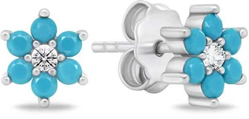 Brilio Silver Charming sidabrinis earrings with turquoise zircons EA846WTQ